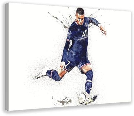 Kylian Mbappe Fußball-Poster 51, Leinwand-Poster, Schlafzimmer, Dekoration, Sport, Landschaft, Büro, Raumdekoration, Geschenk, Rahmen-Stil, 60 x 90 cm