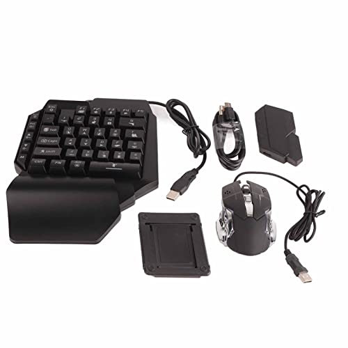Gavigain Tastatur, Einhand-RGB-Gaming-Tastatur Und Maus-Kombination, 35-Tasten-Gaming-Tastatur, Tastatur-Maus, Tragbarer USB-Rest-Halbhand-Gamecontroller Mit Konverter Für PC-Gamer