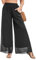 Famulily Womens Spring Palazzo Pants Double Layer Chiffon Pants Casual Loose Fit Pleated Wide Leg Trousers Schwarz S