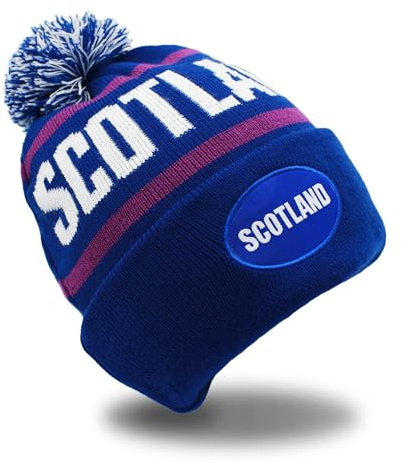 Strength & Honour Scotland Beanie Hat Adult - Scottish Unisex Adult Rugby Football Double Knitted Soft Touch Super Warm Acrylic Hat, for Sports Ski Football Rugby Festival Events