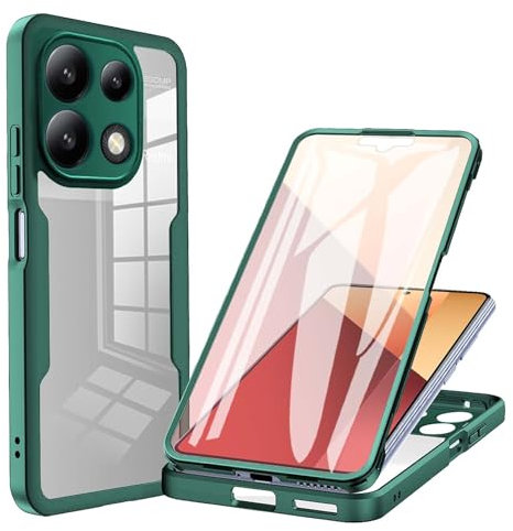 WBWONE Coque pour Xiaomi Redmi Note 13 Pro 4G / Poco M6 Pro 4G avec Protecteur d'Écran, 360 Protection Intégrale Étui, Antichoc Rigide PC/Souple TPU Gel Silicone Housse. Vert