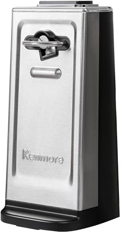 Kenmore Electric Can Opener Knife Sharpener Automatic Tin Openers Magnetic Lid Holder Bottle Cap Remover Smooth Touch Cutting Edge Sleek Compact Design for Arthritis Individuals Stainless Steel