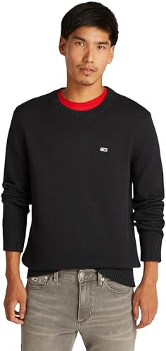 Tommy Jeans Pull Homme Slim Fit Crew Neck Sweater Pull en Maille, Noir (Black), XXL