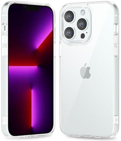 oakxco Thin Slim Clear case for iPhone 13 Pro, Transparent Hybrid Hard Shell Plastic & Soft Silicone Rubber Bumper, Non-Yellow Acrylic Protective Lightweight Cover for Women, Clear