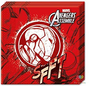 ALMACENESADAN, 5177, Confezione festa compleanno; tovaglioli di carta 33 x 33 cm; della licenza (Iron Man)