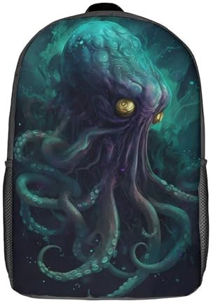 XJmoney Schulrucksack für Kinder, 3D-Druck, Kraken-Rucksack, große Kapazität, Sportrucksäcke für Jungen und Mädchen, modischer Rucksack, 17 Zoll