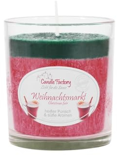 Candle Factory Party Light Duftkerzen aus pflanzlichem Stearin im Whiskey Glas, ca. 30h Brennzeit, Duft: Weihnachtsmarkt