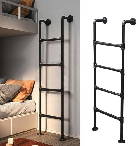 An der Wand montierte Metallleiter für Hochbetten, Leiter für Etagenbetten im Wohnmobil, Dachbodentreppen, Kellerausstiegsleitern, Feuerleiter für die Sicherheit im Notfall zu Hause, platzsp