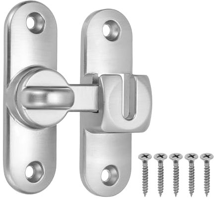 PATIKIL 1 Pack Flip Sliding Door Latch Safety Bar Gate Lock Hardware for Cabinet Bathroom Bedroom Garden, Silver