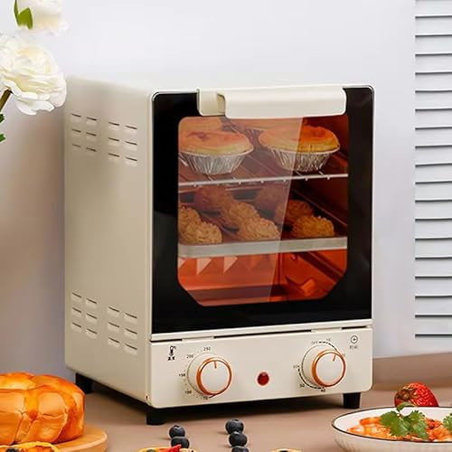 12L Mini Four, Friteuse Sans Huile 750W, TempéRature RéGulable 70º-250ºC, 3 Couches, 0-60 Minutes Timing, Peut Servir De D'Appareil à Toast, Verre Miroir, Avec 1 PoêLe à Frires, 1 Gril