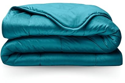 Zelesta Velvetbed Bettdecke - Waschbare bettdecke ohne Bezug - Samtstoff Bettwäsche - Winterdecke und Sommer-Bettdecke - Duvet - 4 Jahreszeiten - Anti-Allergene Steppdecke (Petrol, 240x200 cm)