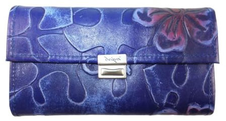 déqua große Unikat G9 Geldbörse blau Blume