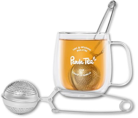 Panda tea - boule à thé en inox - Infuseur Thé Original et Pratique pour infuser vos Thés en Vrac - Boule a the avec poignée
