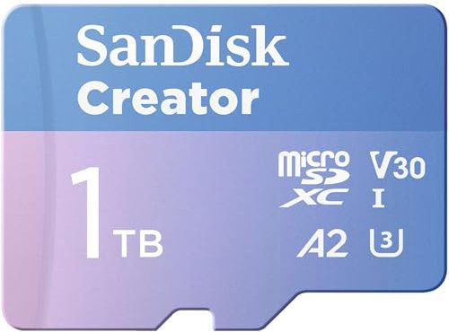 SanDisk Creator microSDXC UHS-I Speicherkarte 128 GB + Adapter (Für Smartphones, Kameras und Drohnen, 5.3K & 4K, A2, C10, V30, U3, bis zu 190 MB/s Übertragung, inkl. 3 Monate Adobe Lightroom)