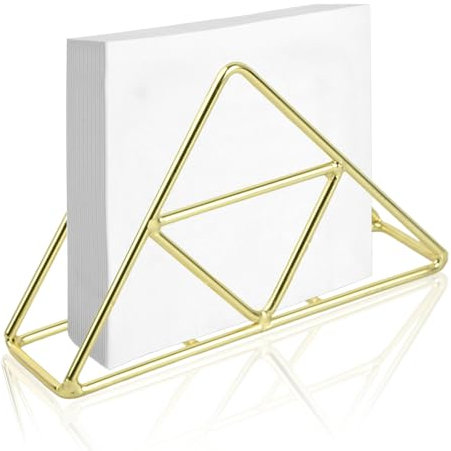 Rapidbok Serviettenhalter Edelstahl, Serviettenhalter aus Metall, Dreieckige Servietten Halter, Papier Serviettenhalter, Serviettenhalter für Küchenarbeitsplatten/Esstische/Picknicktische (Gold)