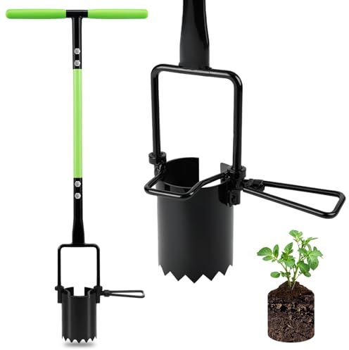 30in Long Handle Bulb Planter Tool, 5 in 1 Lawn Tool with Serrated Base