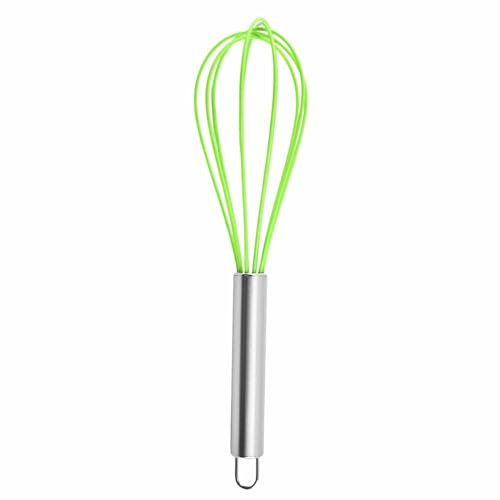 CHEFZOCO Batidor manual, Varillas de batir, Mezclador manual, Batidor de cocina, Batidor de huevos, Apto para Mezclar, Revolver la Masa, Huevos, Longitud 30 cm, Silicona y Acero inoxidable, Verde