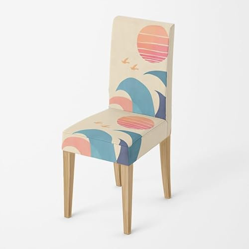 Stuhlhussen Blaurosa Sonne Stuhlbezug Stretch Removable Stuhlhussen 6er Set Universal Stuhlhussen Schwingstühle Chair Covers für Hotel Hochzeit Bankett Küche Restaurant Party