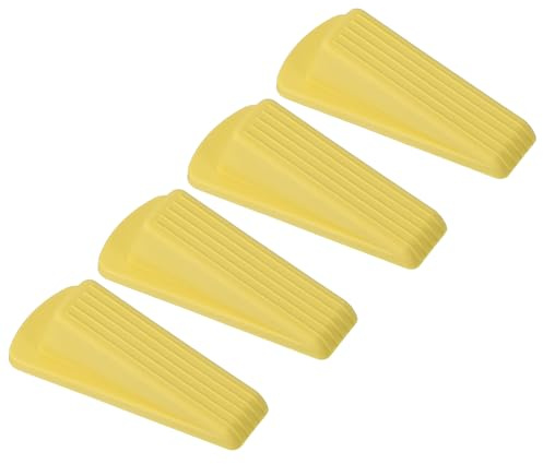 PATIKIL Door Stoppers for Bottom of Door, 4 Pack Sturdy Stackable Rubber Door Stopper Wedge for Tile Concrete Carpet Wood Door, Yellow