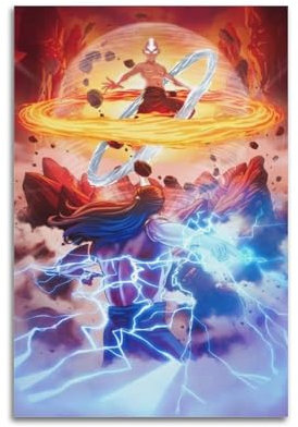 Zlosaimu Avatar Aang Vs Ozai Poster auf Leinwand, ästhetische Bilder, Kunstdrucke für Wanddekoration, 60 x 90 cm, ungerahmter Stil
