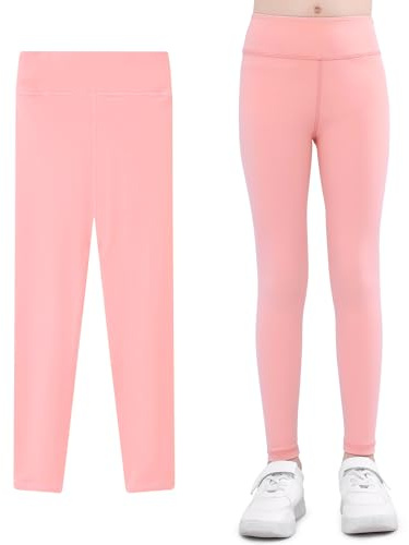 Domueay Legging de Sport pour Enfant Fille Leggings Long Pantalon 5-11 Ans | Respirant Extensible Doux Couleur Unies Pantalon, Enfants Vêtements pour Gymnastique Sport Fitness Décontracté École
