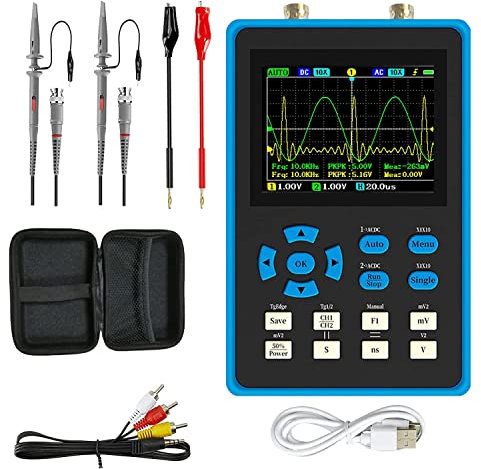 Richeyty Oscilloscope DSO2512G - Oscilloscope numérique 2 en 1 et générateur de signal DDS, largeur de bande 120 Mhz, fréquence d'échantillonnage 500 /S