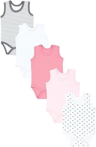 TupTam Baby Body Mädchen 5er Pack – Ärmelloser Body Baby aus Baumwolle, Ideal als Unterwäsche oder im Sommer
