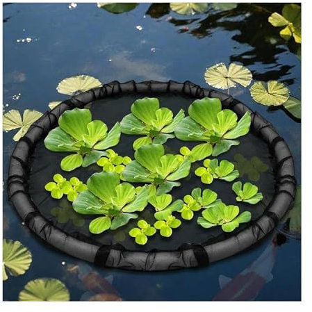 Barrera flotante para peces, 2025, protector de maceta flotante de isla flotante, color negro, isla de flora flotante para estanque, protege de peces de estanque, malla fina, decoración de estanque