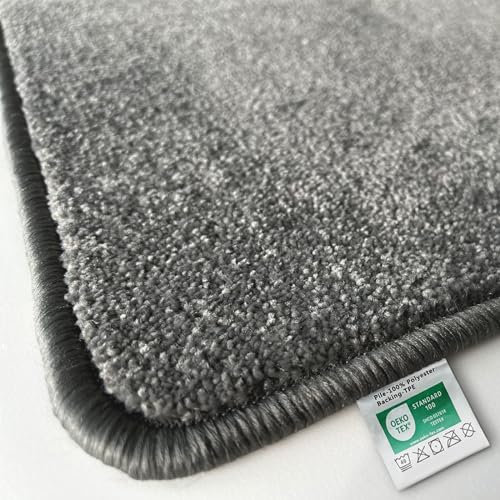 Floordirekt Badematte Carousel 67 x 150 cm, Anthrazit - Weicher & dichter Hochflor - Badezimmerteppich - Extra flauschig - Rutschsichere Rückseite