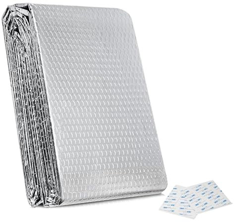 Radiator Reflector Foil Insulation 10m x 60cm Reflective Sheet 3mm Thick Radiator Foil Bubble Wrap Insulation to Prevent Heat Loss - Easy to Cut and Install with 12 Sticky Pads (60 x 38 x 1.5mm)