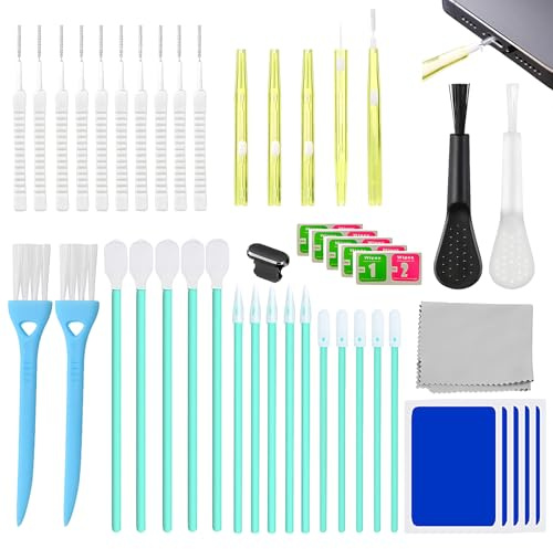 47 Pcs Cell Phone Cleaning Kit,Multifunctional Charging Port Cleaning Kit,USB-C Port Cleaner,Anti-Dust Brushes and Dust Remover Tools for iPhone Headphones Tablet Computer Cameras Macbook