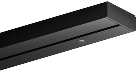 Bestlivings Gardinenschiene 120cm 1-läufig, Schwarz, Set montagefertig | Vorhangschiene mit ruhigem Innenlauf, Stecksystem, vorgebohrte Deckenmontage, formstabiler Kunststoff, kürzbar - Made in EU