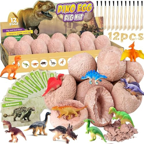 NCKIHRKK Dinosaurier Eier Zum Ausgraben, Dino Ausgrabungsset für Kinder, Dinosaurier Eier Spielzeug ab 6 Jahre, Archäologie, Ausgraben Dino Ei, Spielzeug Geschenk für Kinder Jungen Mädchen ab 6+ Jahre