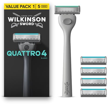 Wilkinson Sword Quattro Rasierer Starter-Set, 5 Ersatzklingen