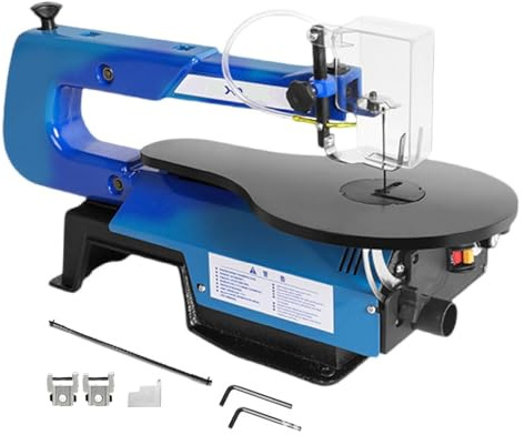 Variable Speed Scroll Saw, Electric Fret Saw Machine with Adjustable Tilting Work Table, Dust Collection, LED Light, Foot Switch for Woodworking