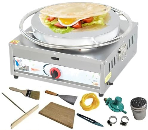Crepe Maker Machine | Electric & Gas Griddle with Nonstick Surface, Batter Spreader & Wooden Spatula | Large Hot Plate for Crepes and Pancakes