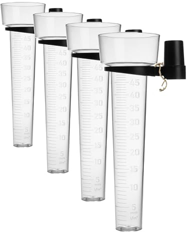TFA Dostmann Pluviometro analogico, 47.1015, pluviometro per Il Giardino, Design Allungato, Trasparente (Confezione da 4)