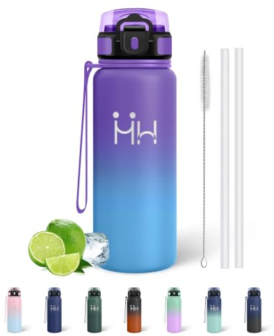 Mujigaga Botella Agua Acero Inoxidable 750ml, Botella Termica Sin BPA, Cantimplora Termica, A Prueba de Fugas, Reutilizable Cantimplora con Pajita para Bicicleta, Gimnasio, Escuela