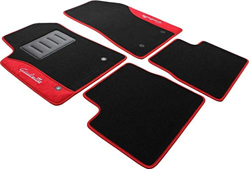 ilTappetoAuto by Fabbri 3 - COLOR0000017R - Maßgeschneiderte Automatten aus rutschfestem Teppich, 2 Stickereien, Rot