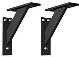 EMT-DESIGN® Design! Modern! Aluminium! 3-teilige Winkel Wandhalterung Regalhalterung Halterung für Regalbretter Regal Klammern Regalträger- 2 Stück (120x120, Schwarz)