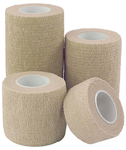 QiGui 4 Rollen Cohesive Bandage Selbsthaftende Bandage Haftbandage Verband Fixierverband elastische Binde Sport- Bandage Pflasterverband Fingerpflaster 1 2 3 4 Länge 4,5 m (Hautfarbe)