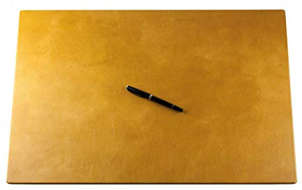 DELMON VARONE - Personalisierbare Schreibtischunterlage XXL aus Vintage Leder Anilin braun, Rutschfeste Echtleder Schreibunterlage abwaschbar, Schreibtisch Unterlage ideal als Mauspad, 65 x 45 cm