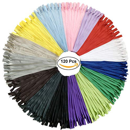 DOITEM 15 Farben Nylon Unsichtbar Reißverschlüsse für Kleidung Tasche Mäppchen Kissenbezug, 120 Stück (20CM)