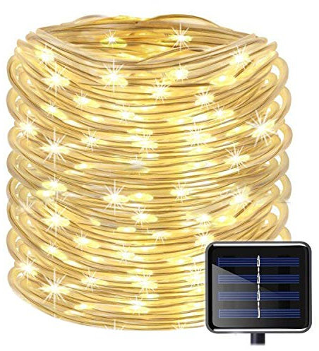 SUAVER Solar Lichterkette Außen, Wasserdicht 72FT 200LED Lichtschlauch Lichterkette,LED Schlauch 8 Modi Röhrenlicht Seil Kupferdraht Lichter für Garten,Pavillon,Hochzeit,Party,Fest Deko(Warmweiß)