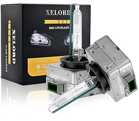 XELORD Ampoule Xénon D3S 35W 6000K Blanc Pour Projecteurs Avant, Lot de 2 | Compatible phares xénon voiture, Plug and Play, Haute luminosité, Faisceau précis, Dissipation thermique efficace