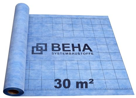 TSR 30m Abdichtbahn Dichtbahn Abdichtung Bad Dusche Balkon Terrasse - Polymer - Wasserundurchlässig - Beidseitig Vlies - Rissüberbrückend - Frostbeständig - Für Wand und Boden - Blau oder Weiß