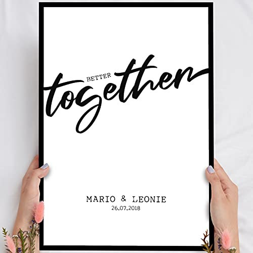 Holzbild Better together - personalisierbar zum Hinstellen/Aufhängen optional beleuchtet, Geschenke beste Freundin mit Spruch auf Holz - Wand-Bild Aufsteller Dekoration - persönliches Geschenk