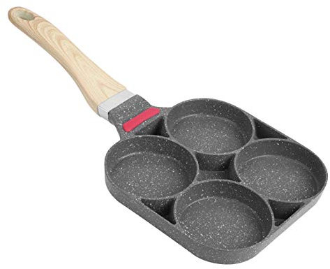 Garosa Padella Multifunzione in Alluminio Antiaderente per Uova Fritte con Manico per Pancake da colazioneuovo in Camicia(Support Stove And Induction Cooker), Padella per 4 Uova Pots