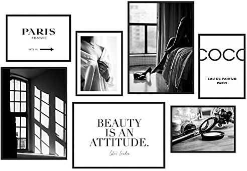 Hyggelig Home Premium Poster Set - 7 harmonische Bilder - Frau modern Frauenkörper schwarz weiß - Set Black and White - ohne Rahmen