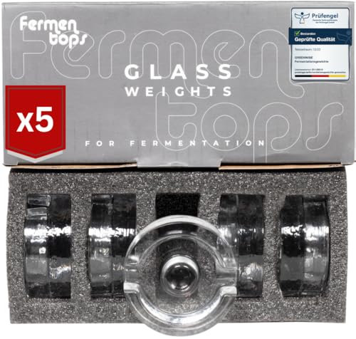 GREEN WISE Fermentiergewichte 5er Set | Glasgewichte zur Fermentation | lebensmittelecht und optimale Größe | Fermentationsgewichte für Sauerkraut Kimchi Kefir | Beschwerungssteine